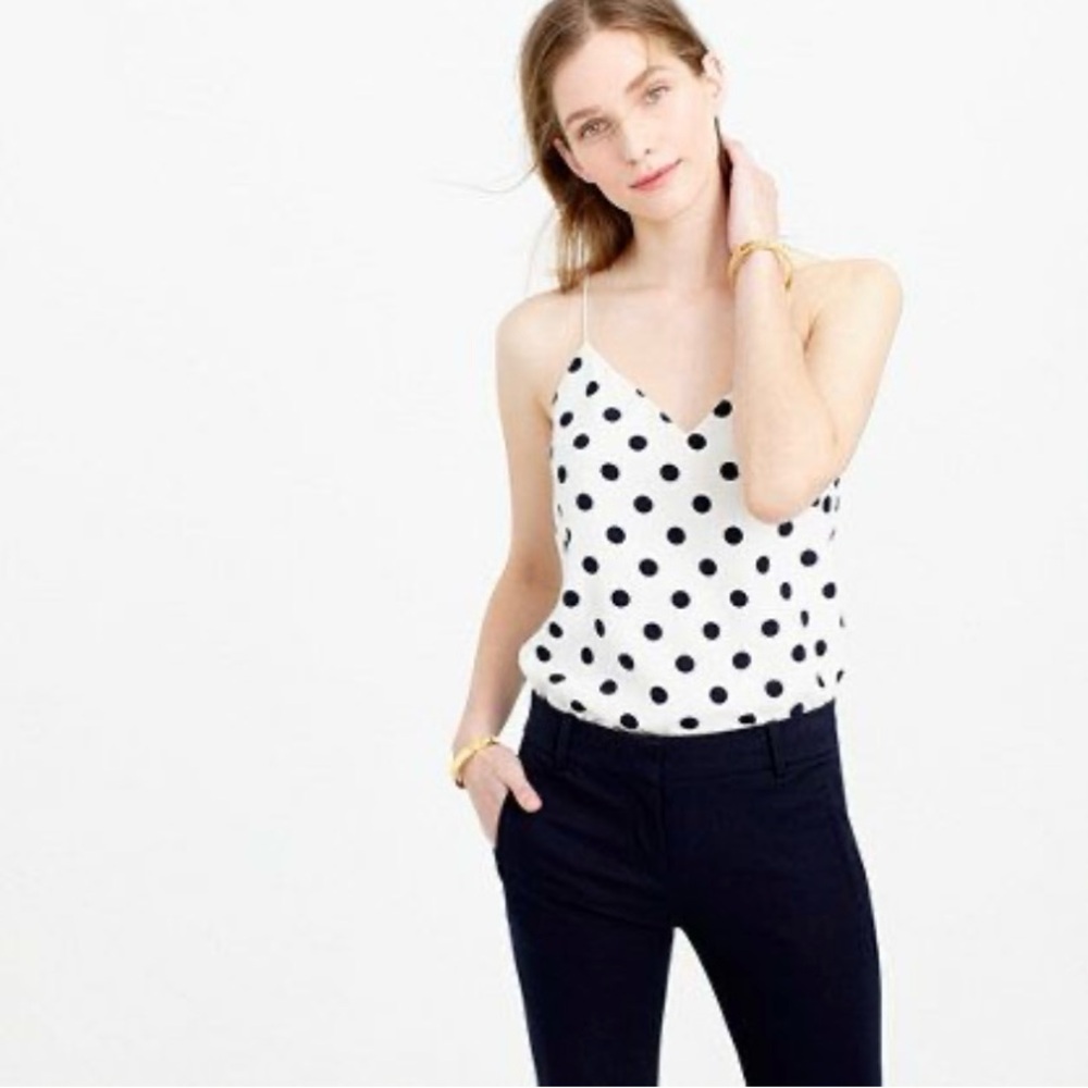 NWOT! J CREW 100% Silk Carrie Polka Dot Cami! Size 00!
